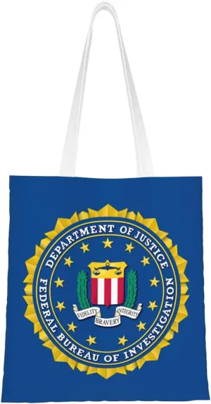 Flag of the Federal Bureau of Investigation Tote Bag for Women Canvas Shopping Bags Reusable Beach Bag Grocery Bags Tote Shoulder Bag Gift Bags