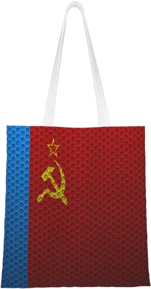 Flag Of The Russian Soviet Federative Socialist Republic Tote Bag for Women Canvas Shopping Bags Reusable Large Capacity Casual Shoulder Handbags Grocery Bags
