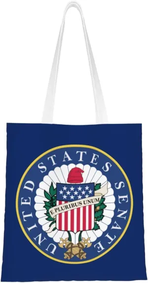 Flag of the United States Senate Tote Bag for Women Canvas Shopping Bags Reusable Beach Bag Grocery Bags Tote Shoulder Bag Gift Bags