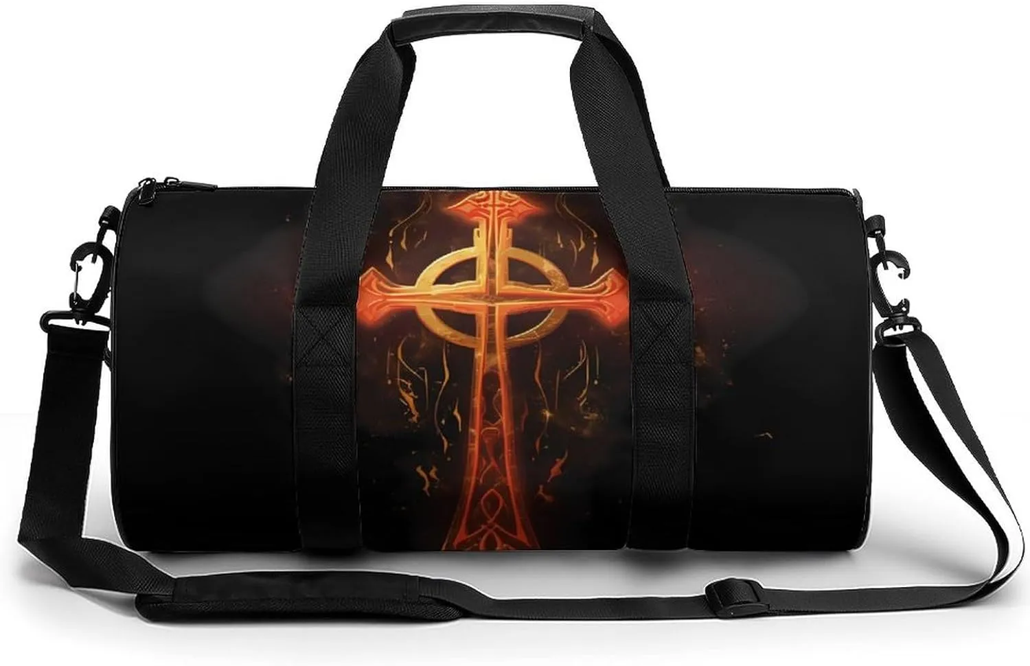 Flaming Egyptian Ankh Sports Gym Bag Waterproof Duffel Bag Travel Overnight Bag Carryon Weekend Bag