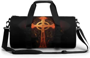 Flaming Egyptian Ankh Sports Gym Bag Waterproof Duffel Bag Travel Overnight Bag Carryon Weekend Bag