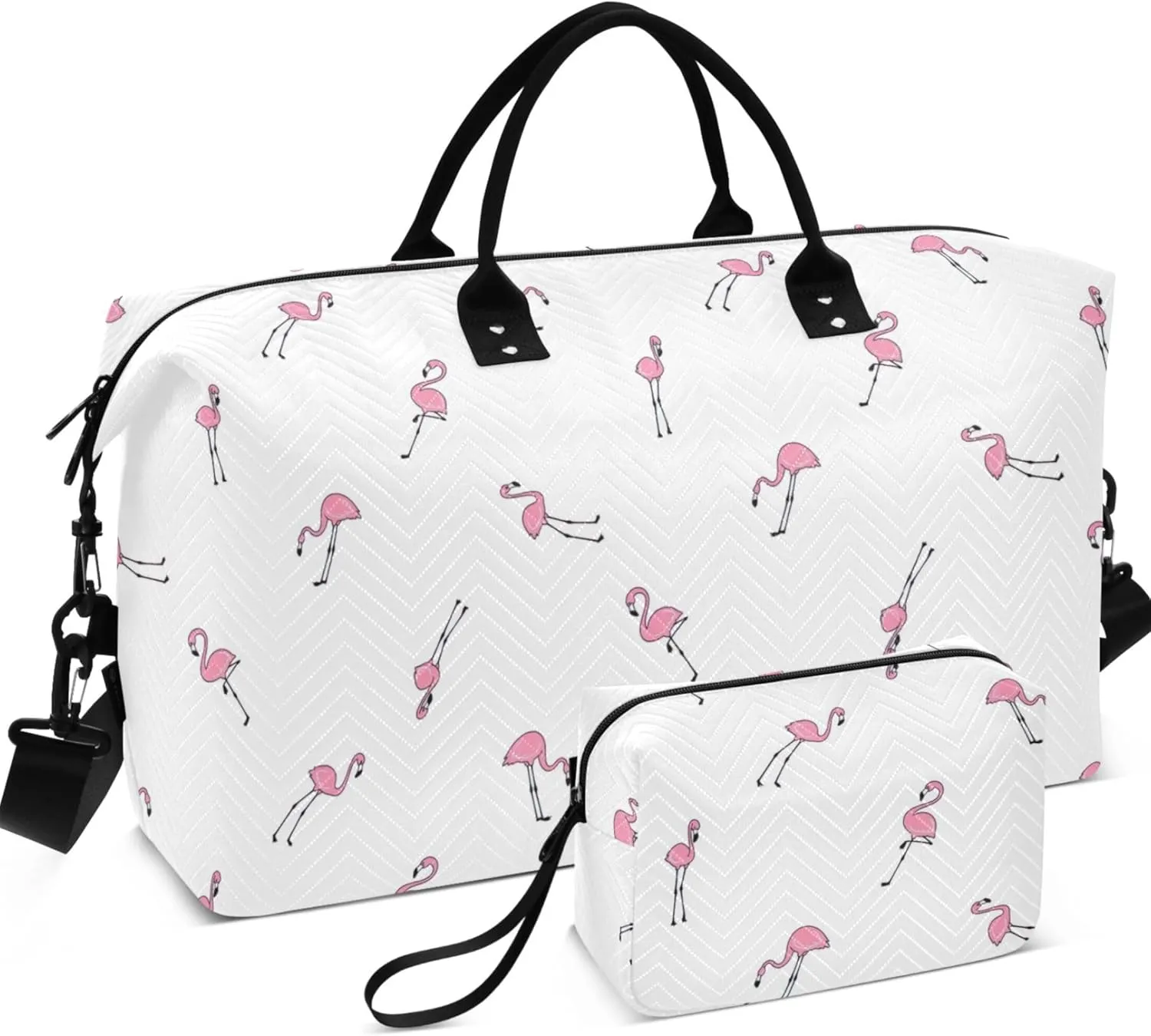 Flamingo Pink Flamingos Duffel Bag Womens Toiletry Bags Set, Animals Women Sports Bags Duffel for Traveling