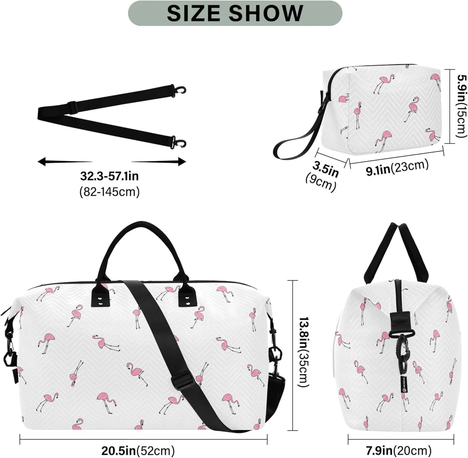 Flamingo Pink Flamingos Duffel Bag Womens Toiletry Bags Set, Animals Women Sports Bags Duffel for Traveling