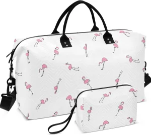Flamingo Pink Flamingos Duffel Bag Womens Toiletry Bags Set, Animals Women Sports Bags Duffel for Traveling