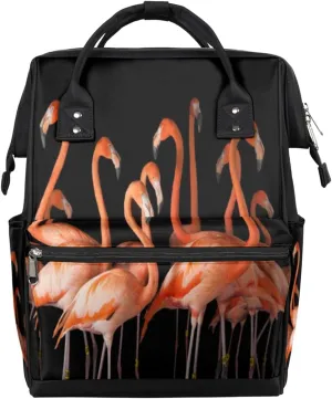 Flamingoes Pattern Diaper Bag Tote Large Capacity Waterproof with Adjustable Shoulder Strap and Pram Straps Mommy Bag for Hospital Beach Weekender Travel