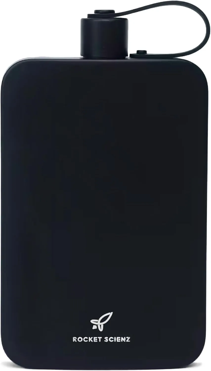 Flat Water Bottle | Stainless Steel 17oz Flask | Minimalistic Design for Easy Portability | BPA-Free, Leak-Proof | Perfect for Travel, Gym, and Everyday Use (Black)