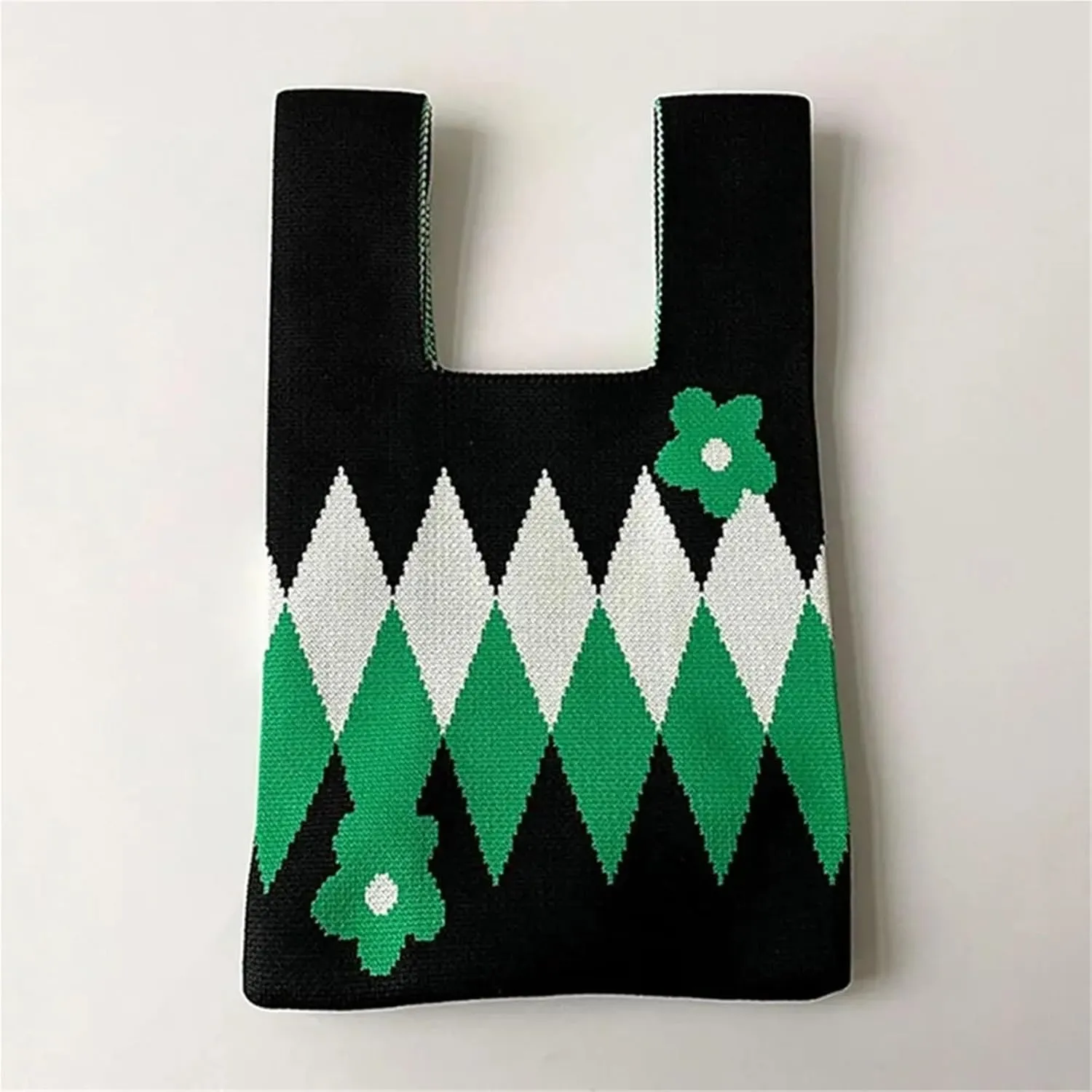 Flower Handmade Knit Handbags Women Knot Wrist Bag Casual Small Tote Bag Girls Reusable Shopping Bags For Women