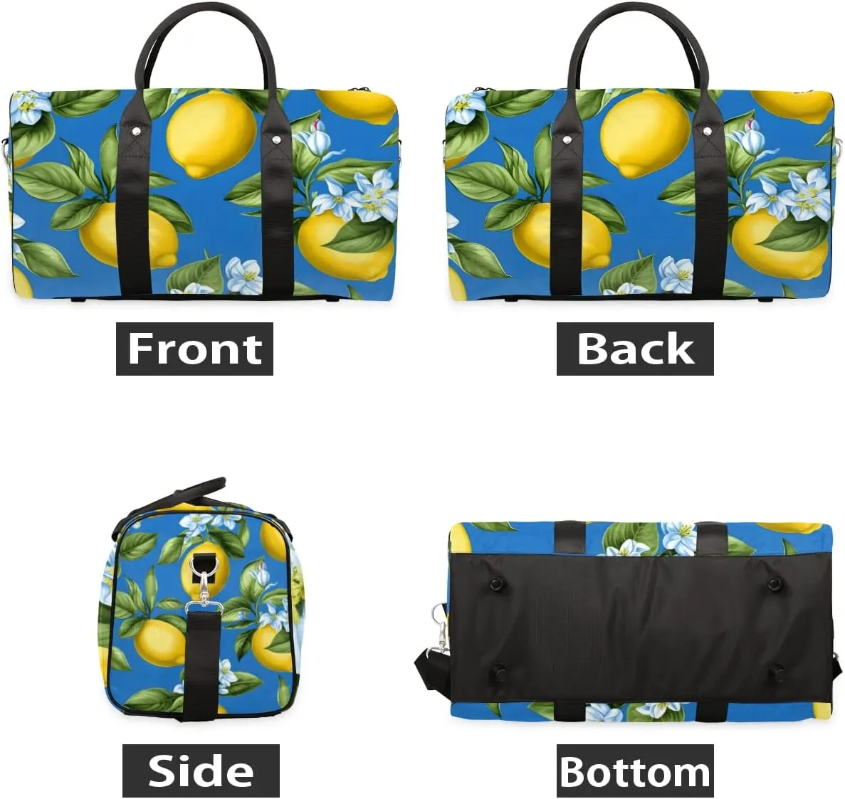 Flower Lemon Foldable Lightweight Duffle Bag for Travel - Waterproof Carry On Bags for Airplanes, Travel Duffel Bags for Gym, Weekend