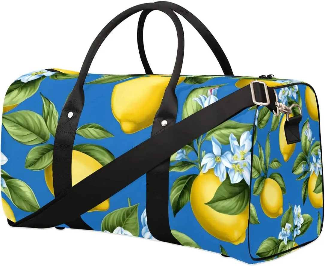 Flower Lemon Foldable Lightweight Duffle Bag for Travel - Waterproof Carry On Bags for Airplanes, Travel Duffel Bags for Gym, Weekend