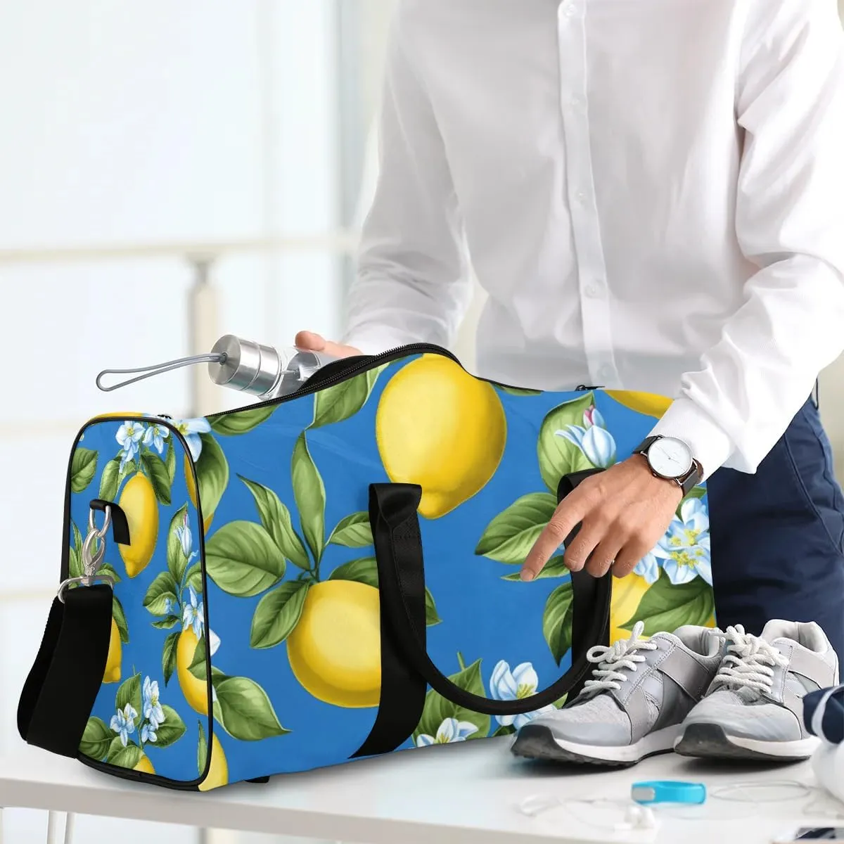 Flower Lemon Foldable Lightweight Duffle Bag for Travel - Waterproof Carry On Bags for Airplanes, Travel Duffel Bags for Gym, Weekend