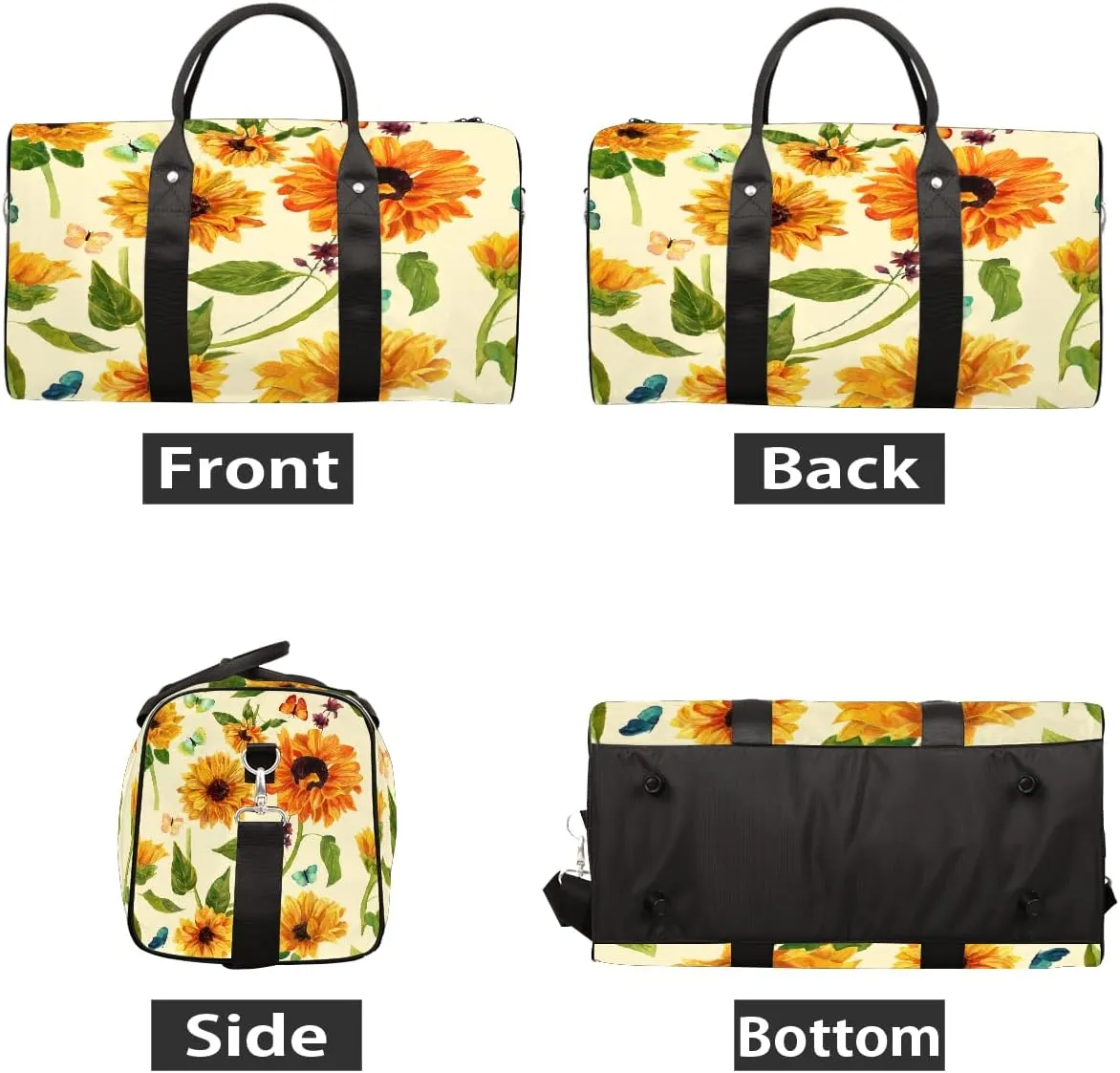 Flower Sunflower Art Travel Duffel Bag for Women Men Small Sport Gym Bag Waterproof Weekender Overnight Lightweight Carry on Foldable Gym Bag for Training Swim Yoga Traveling Handbag