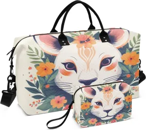 Flowers Around Rat Travel Duffel Bags with Toiletry Bag and Adjustable Strap for Travel Gym Yoga