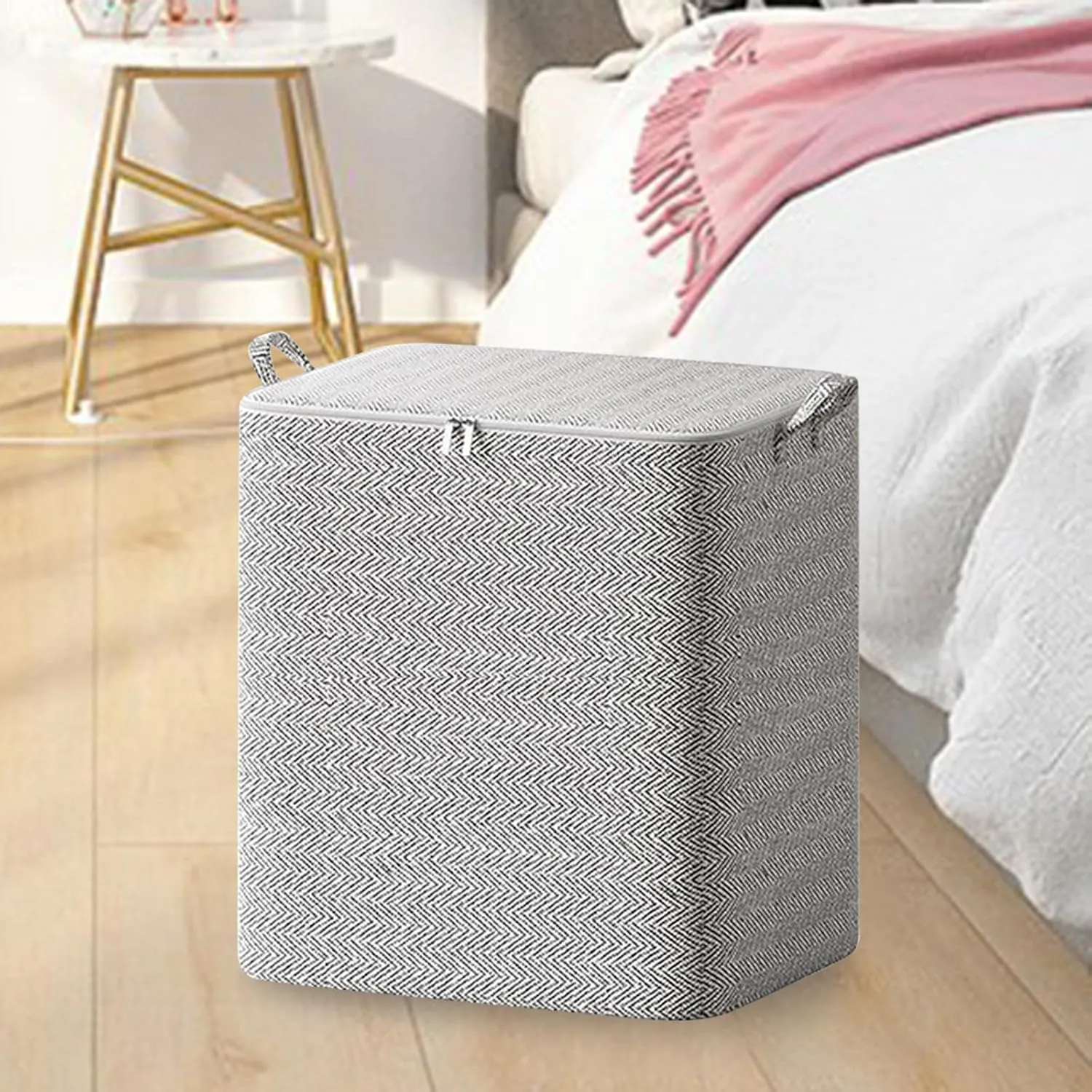 Foldable Storage Bag, Blanket Storage Bag, with Zipper Traveling Handbag for Storage Clothing Bed Sheets Pillows Toys (150L)