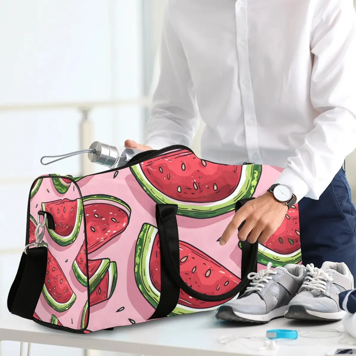 Foldable Travel Bag Cute Watermelons Lightweight Carry On Bags for Airplanes Waterproof Travel Duffle Bag For Gym Weekend Overnight