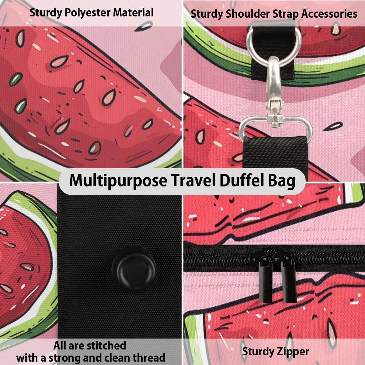 Foldable Travel Bag Cute Watermelons Lightweight Carry On Bags for Airplanes Waterproof Travel Duffle Bag For Gym Weekend Overnight