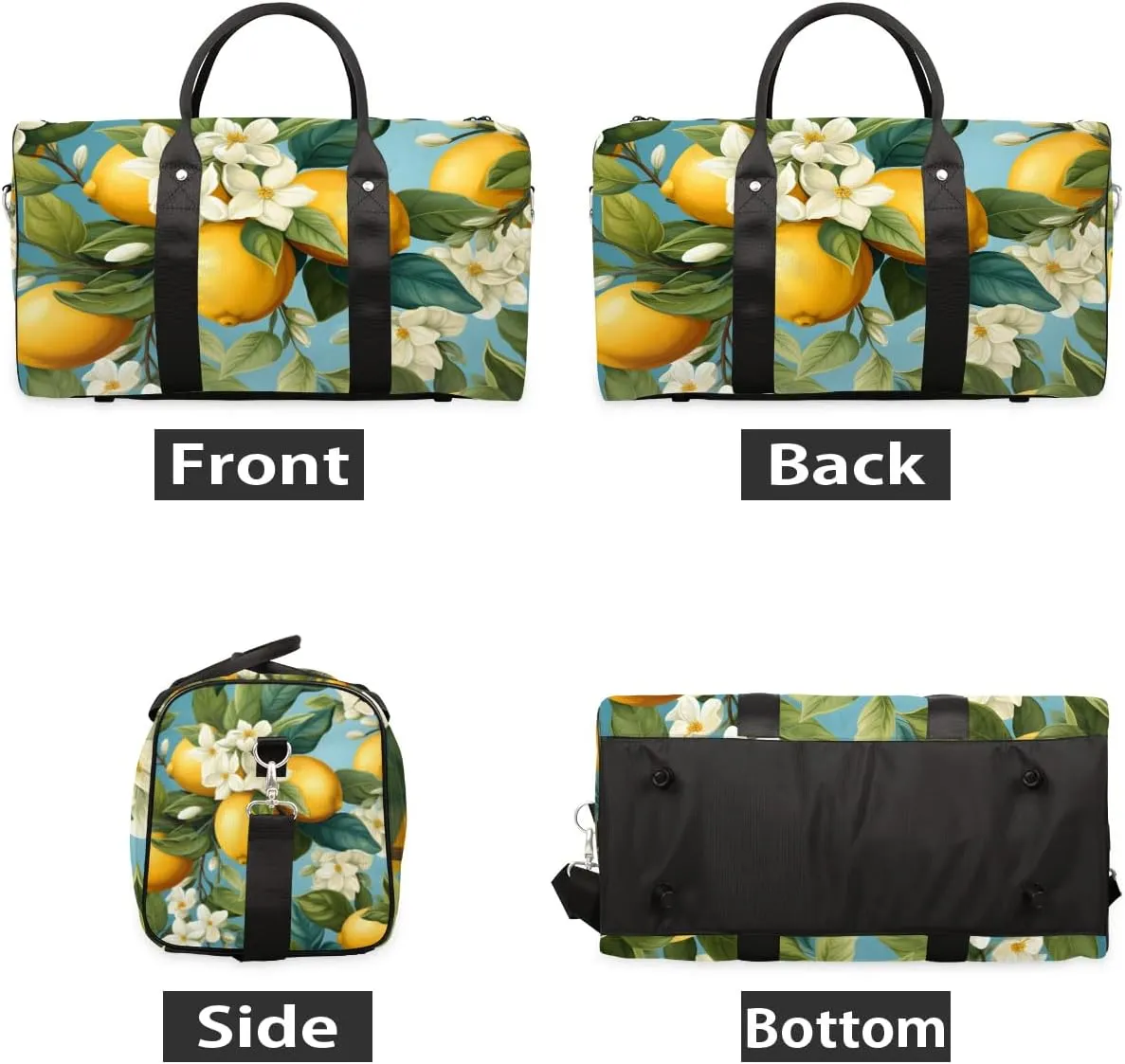 Foldable Travel Bag Cute Yellow Lemon Lightweight Carry On Bags for Airplanes Waterproof Travel Duffle Bag For Gym Weekend Overnight