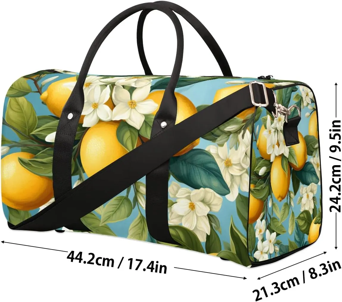 Foldable Travel Bag Cute Yellow Lemon Lightweight Carry On Bags for Airplanes Waterproof Travel Duffle Bag For Gym Weekend Overnight