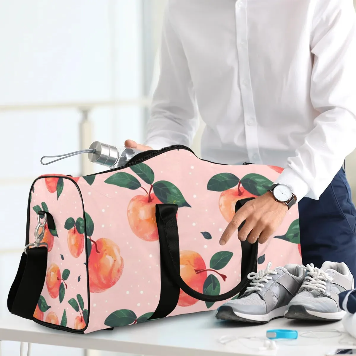 Foldable Travel Bag Peaches Printed Lightweight Carry On Bags for Airplanes Waterproof Travel Duffle Bag For Gym Weekend Overnight