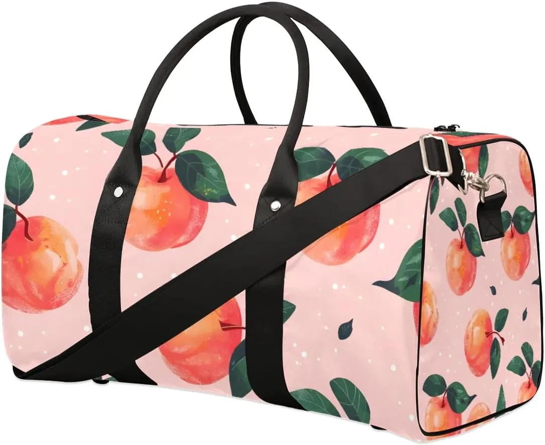 Foldable Travel Bag Peaches Printed Lightweight Carry On Bags for Airplanes Waterproof Travel Duffle Bag For Gym Weekend Overnight