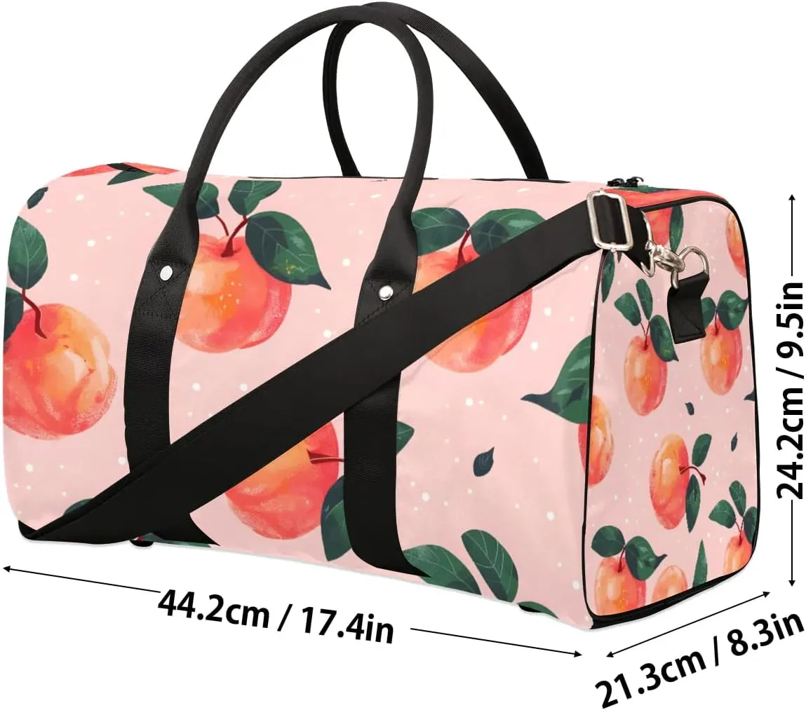 Foldable Travel Bag Peaches Printed Lightweight Carry On Bags for Airplanes Waterproof Travel Duffle Bag For Gym Weekend Overnight
