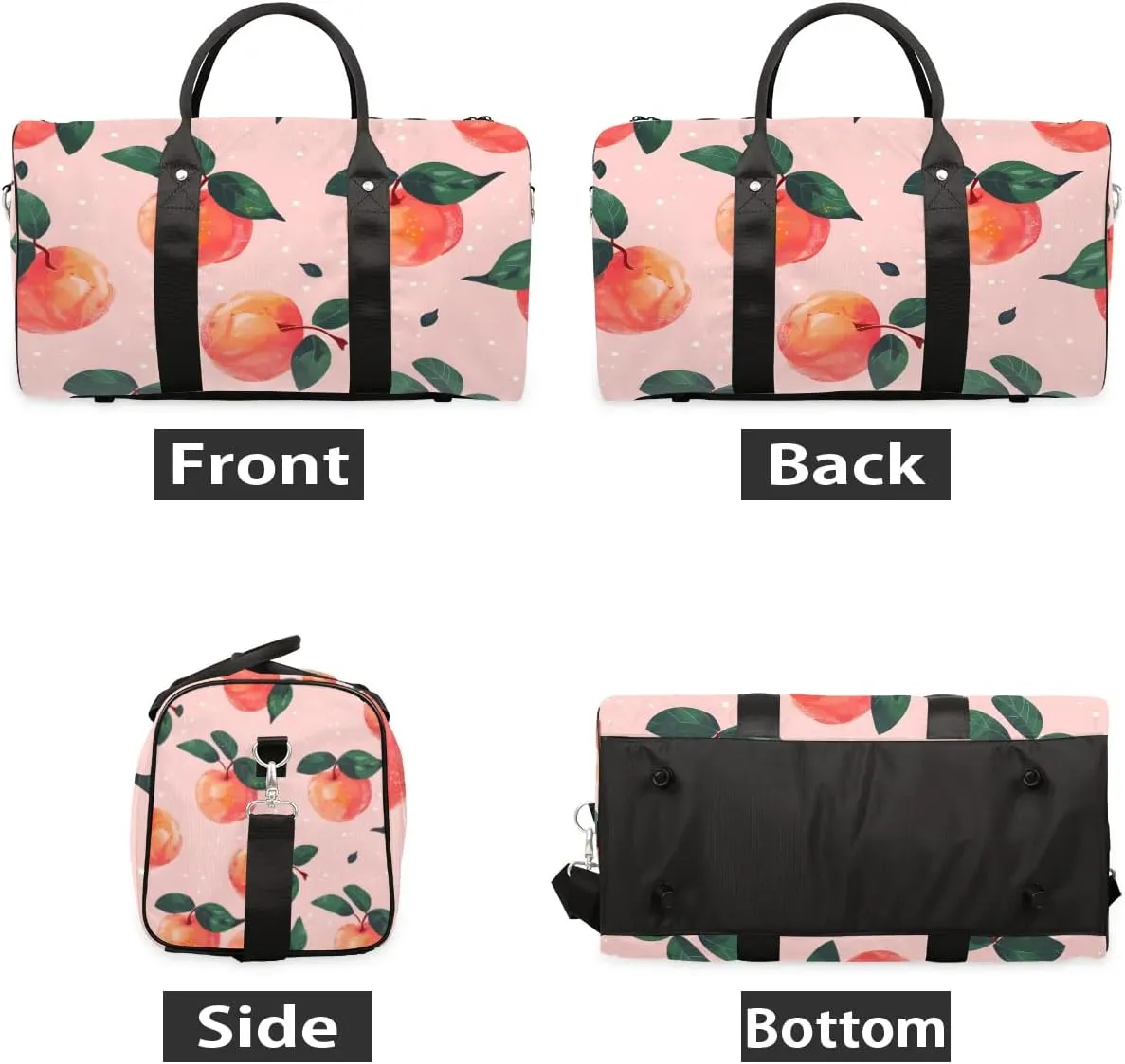 Foldable Travel Bag Peaches Printed Lightweight Carry On Bags for Airplanes Waterproof Travel Duffle Bag For Gym Weekend Overnight