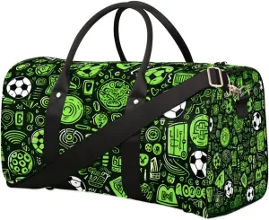 Foldable Travel Bag Soccer Design Lightweight Carry On Bags for Airplanes Waterproof Travel Duffle Bag For Gym Weekend Overnight