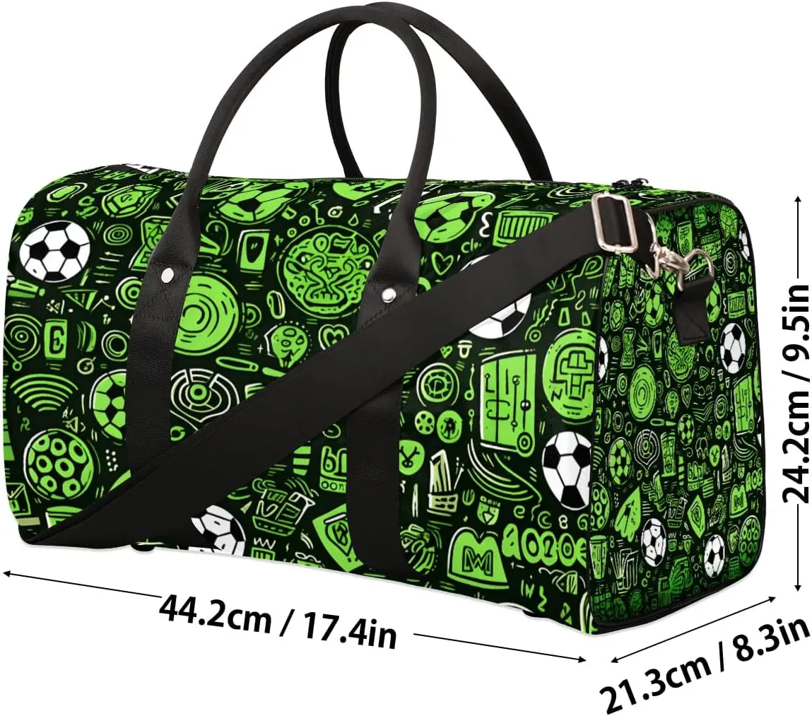 Foldable Travel Bag Soccer Design Lightweight Carry On Bags for Airplanes Waterproof Travel Duffle Bag For Gym Weekend Overnight