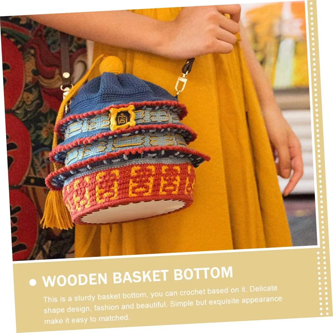 FONDOTIN 5pcs Woven Bag Base Crochet Basket Bottom Handbag Unfinished Wooden Round Weaving Knitting Supplies DIY Wood Bottom Kits for Bags and Wooden Baskets