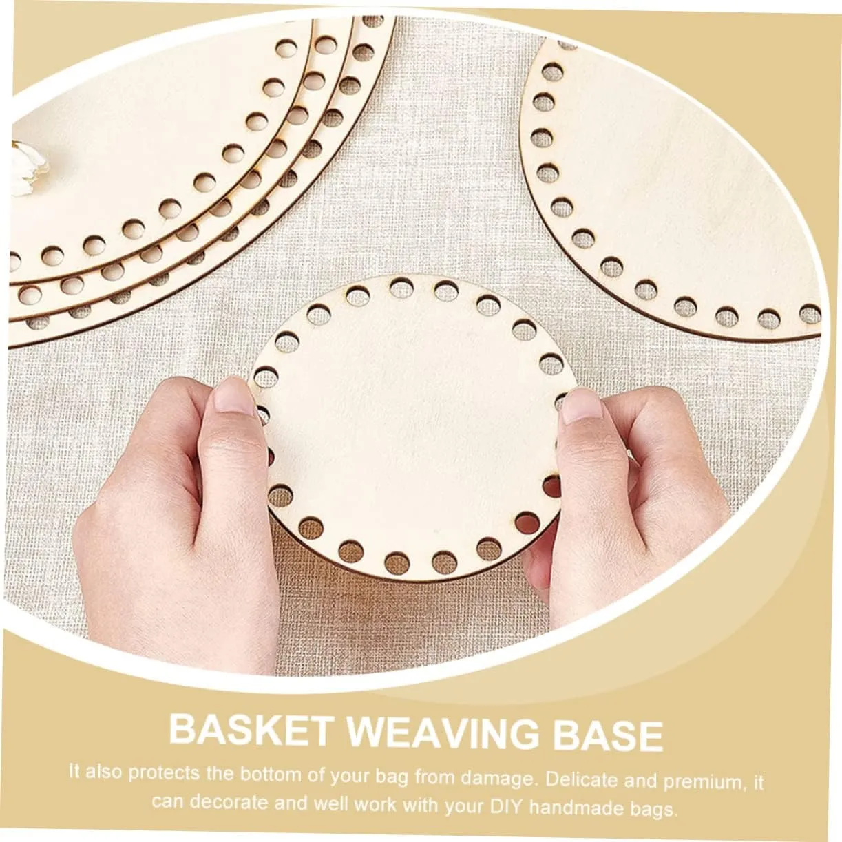 FONDOTIN 5pcs Woven Bag Base Crochet Basket Bottom Handbag Unfinished Wooden Round Weaving Knitting Supplies DIY Wood Bottom Kits for Bags and Wooden Baskets