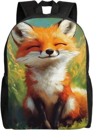 Fox Happy Backpack Waterproof Anti Theft Durable Light Laptop Bag Backpacks For Women Men Travel Gym Backpack