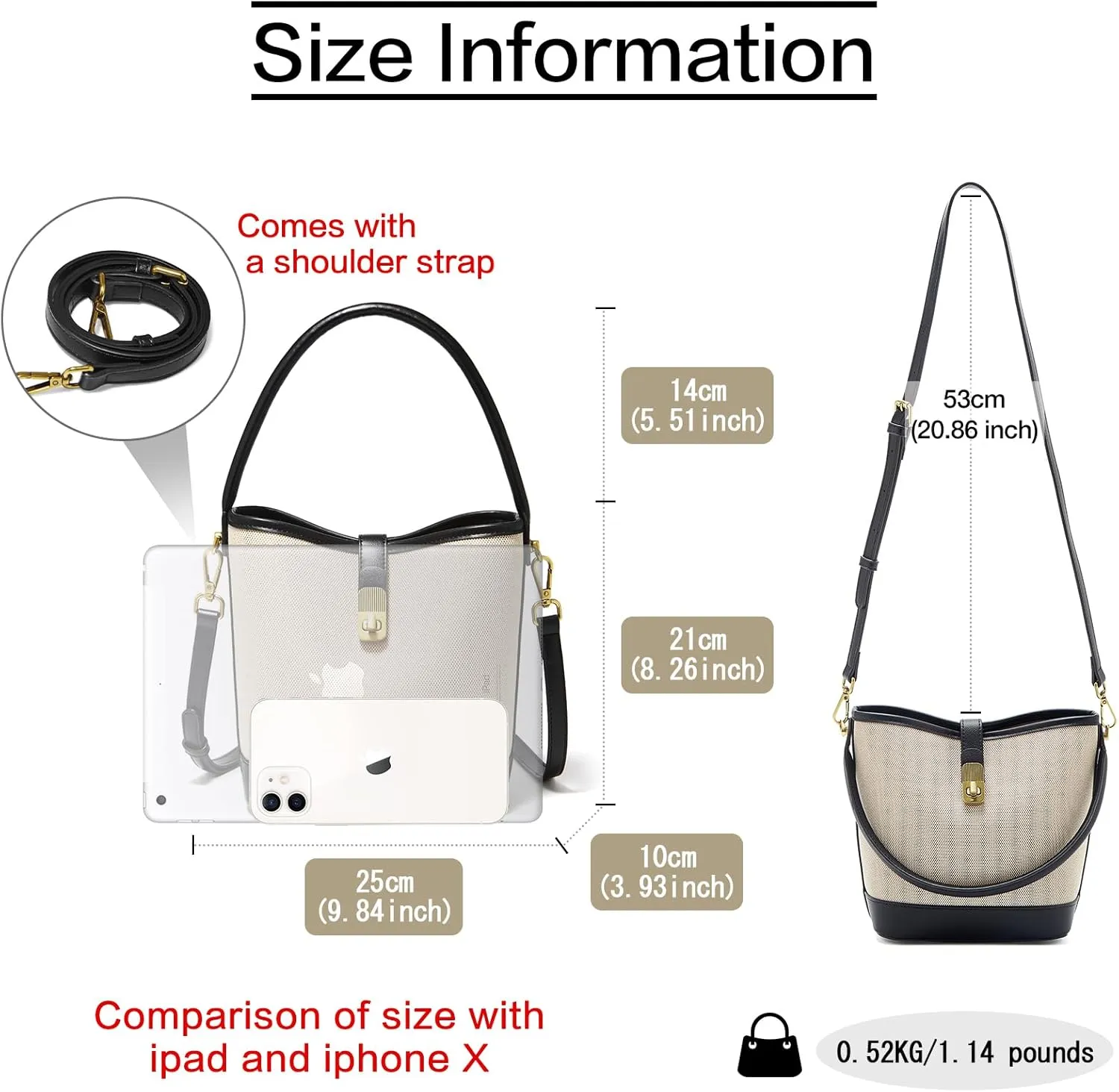 FOXLOVER Coated Canvas Bucket Crossbody Bags for Women Top-Handle Handbags Small Satchel Purse Trendy Twist Lock