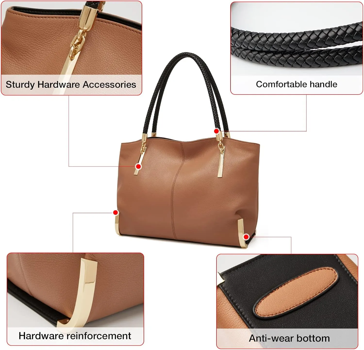 FOXLOVER Large Capacity Tote Handbags for Women, Women's Top-handle Bags Fashion Shoulder Bags Purses Minimalist design