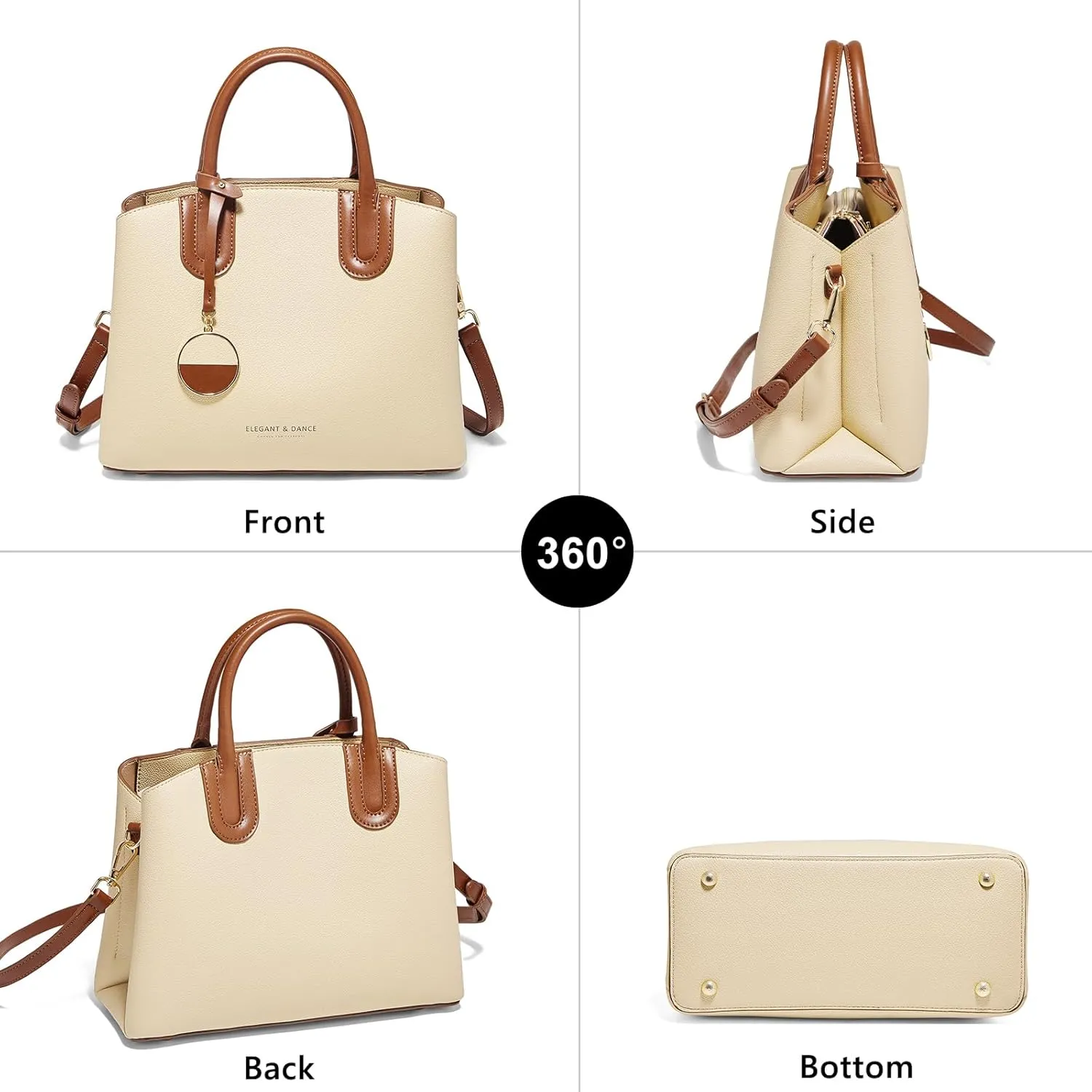 FOXLOVER Trendy Satchel Handbags for Women Crossbody Purses Medium Women's Top Handle Bag Vegan Leather