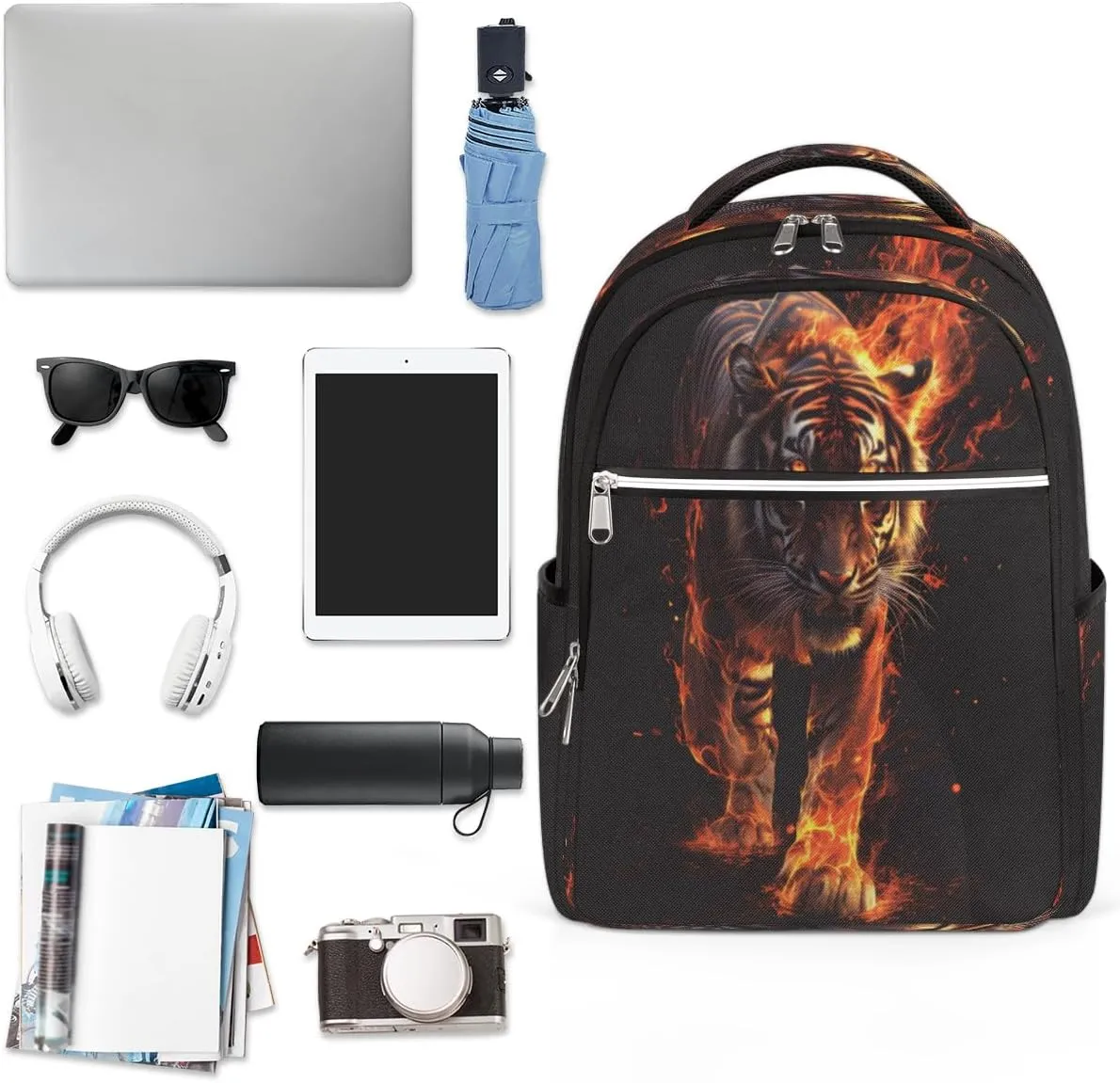 Frame Tiger Print Travel Laptop Backpack Durable Computer Backpacks Work Business Bags Womens Travel Backpack Purse