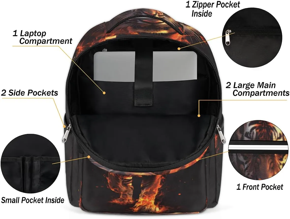 Frame Tiger Print Travel Laptop Backpack Durable Computer Backpacks Work Business Bags Womens Travel Backpack Purse
