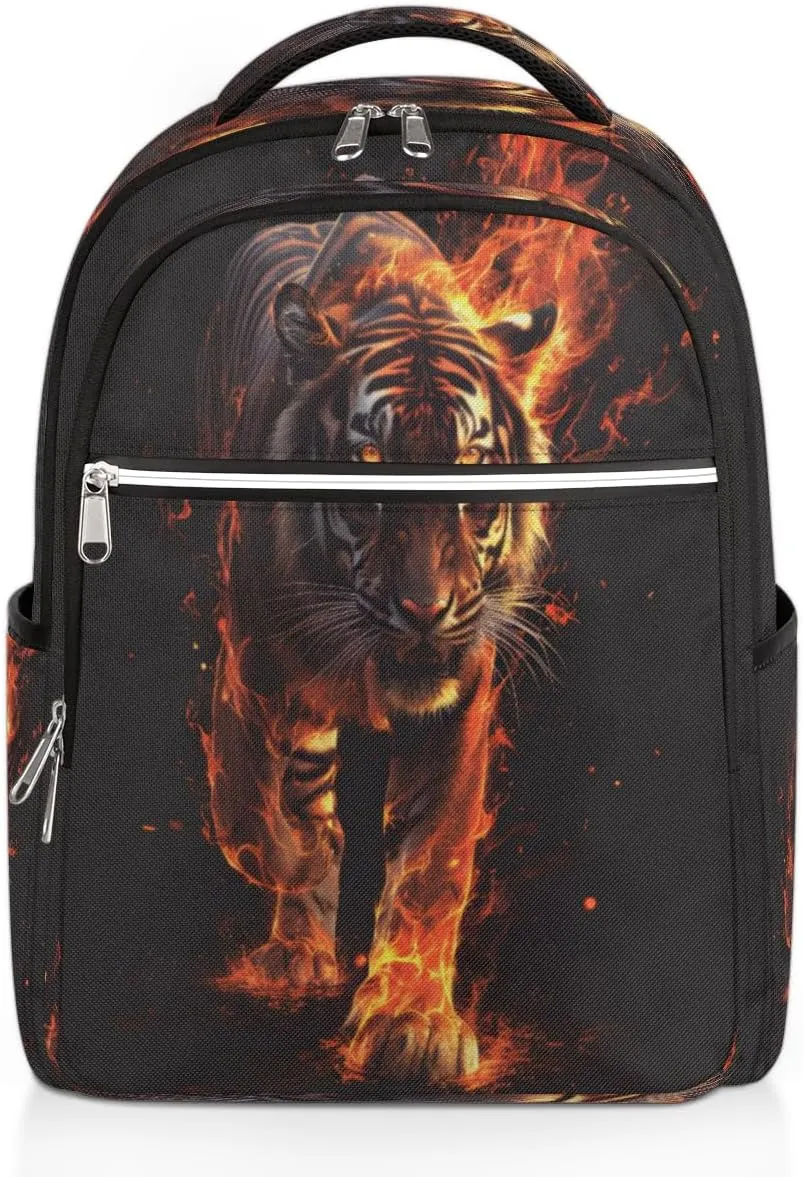Frame Tiger Print Travel Laptop Backpack Durable Computer Backpacks Work Business Bags Womens Travel Backpack Purse