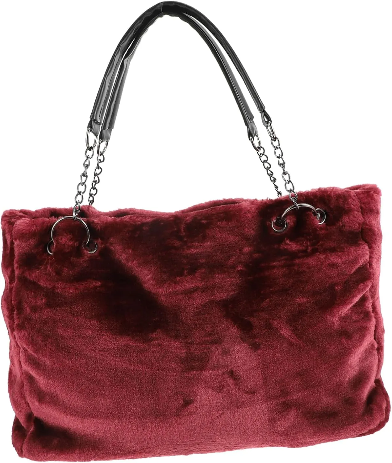 FRCOLOR Fashion Plush Tote Bag for Women Stylish Fuzzy Single Shoulder Handbag Durable Material All for Everyday Use and Outdoor Carry