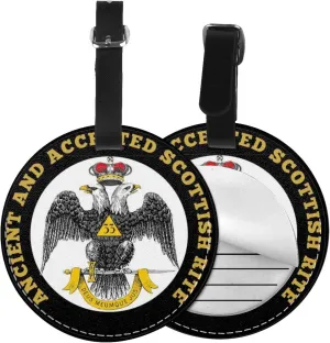 Freemasonry and Scottish Rite Round Leather Luggage Tags for Travel Bags Backpacks Handbags,3.7in