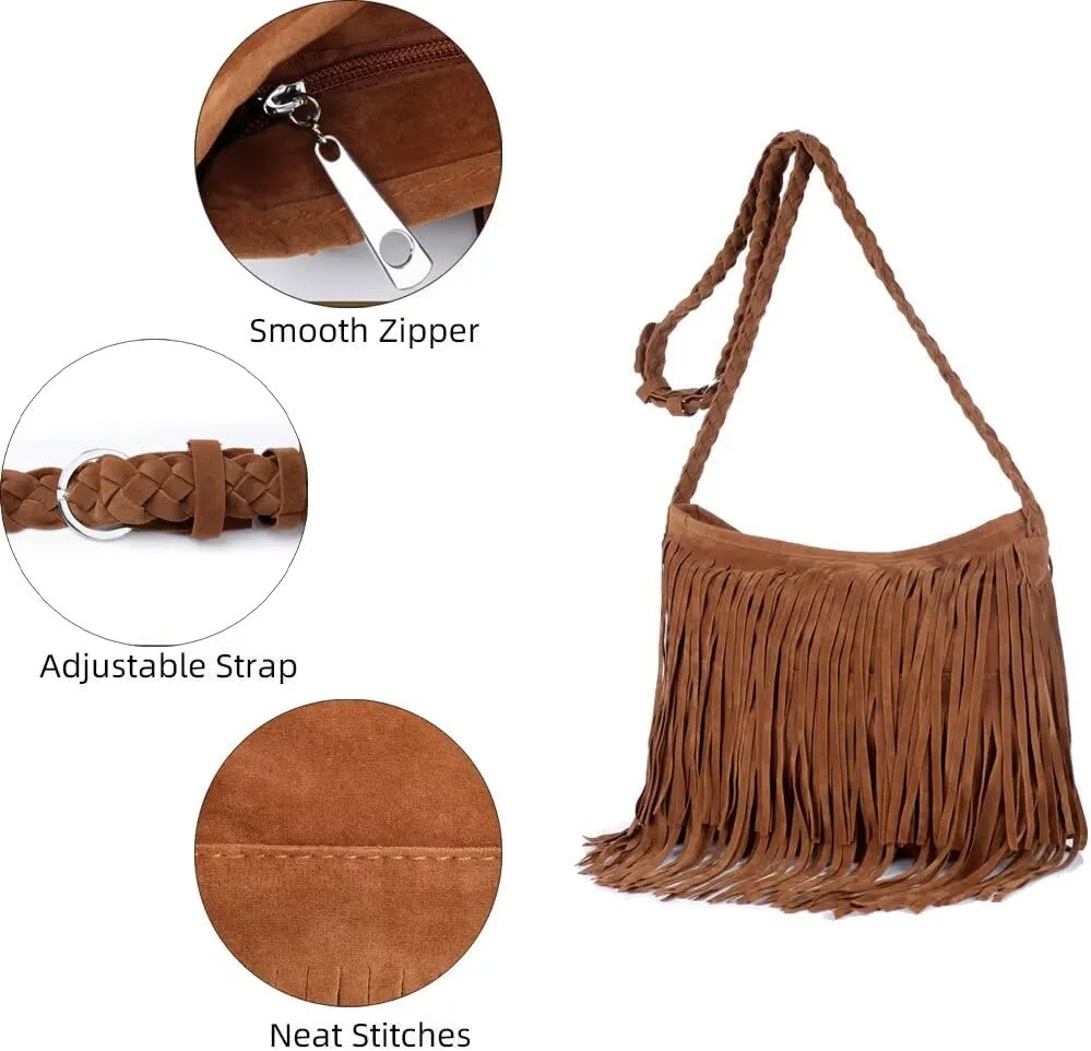 Fringe Purses and Handbags for Women Designer Hobo Bag Vintage Boho Purse Travel Shoulder Satchel Tassel Crossbody Bag