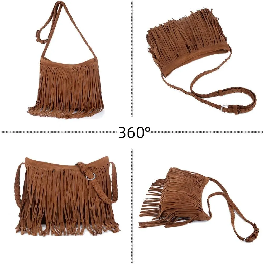 Fringe Purses and Handbags for Women Designer Hobo Bag Vintage Boho Purse Travel Shoulder Satchel Tassel Crossbody Bag