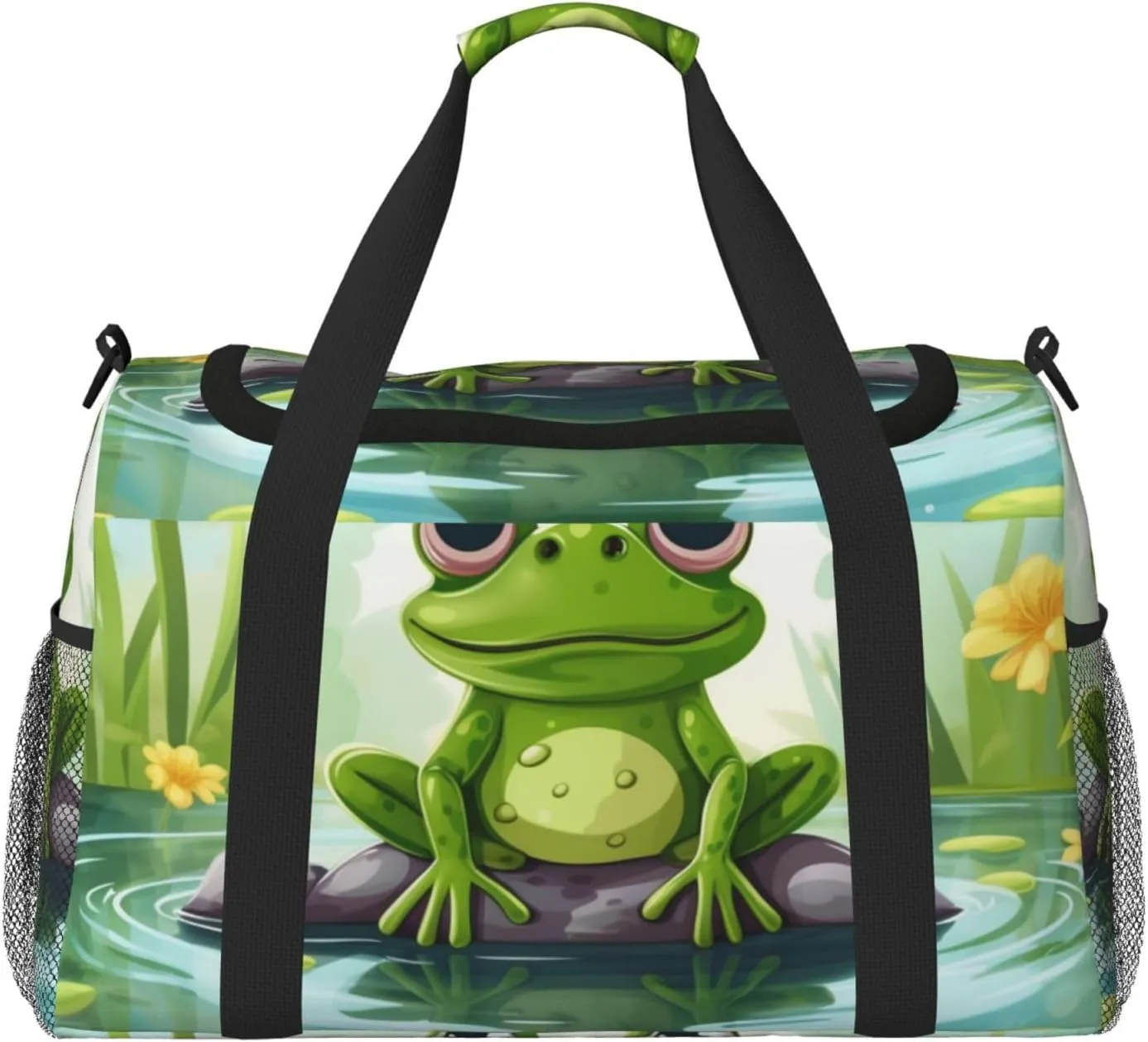 Frog In A Pond Travel Duffel Bag Lightweight Waterproof Carry On Tote Bag Foldable Weekender Overnight Bags Sport Gym Bag For Women Men