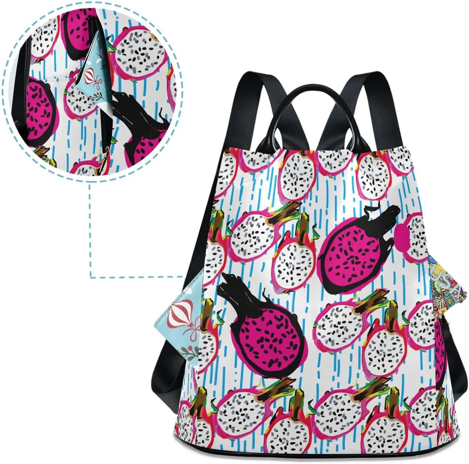 Fruit Print Anti-theft Backpack Handbags for Women Travel Rucksack Lightweight Shoulder Bags for Outing Shopping Going Out Backpack Pattern 6
