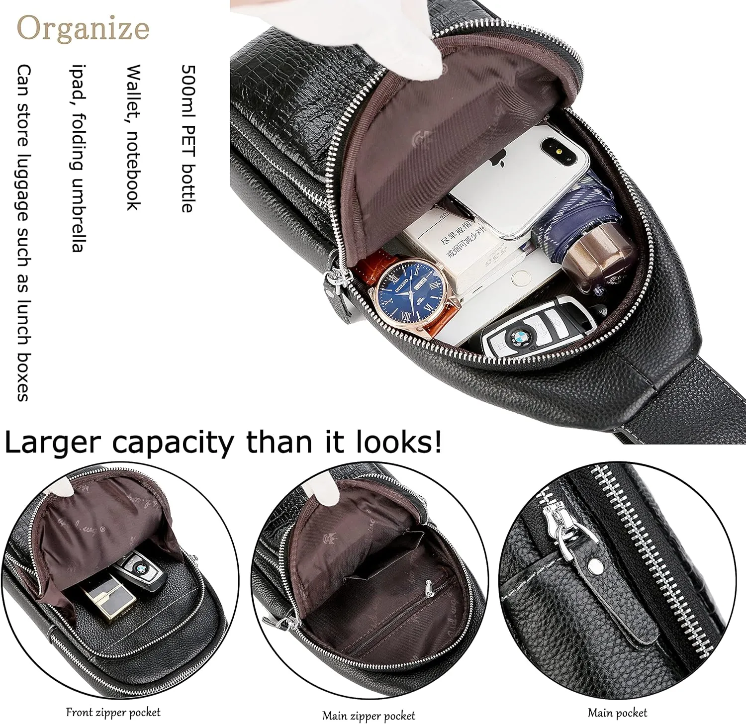 FSD.WG sling Backpack for Men Chest Bag Crossbody Hiking Daypacks Shoulder Bags Travel Bag Purse for Men with Water Resistant