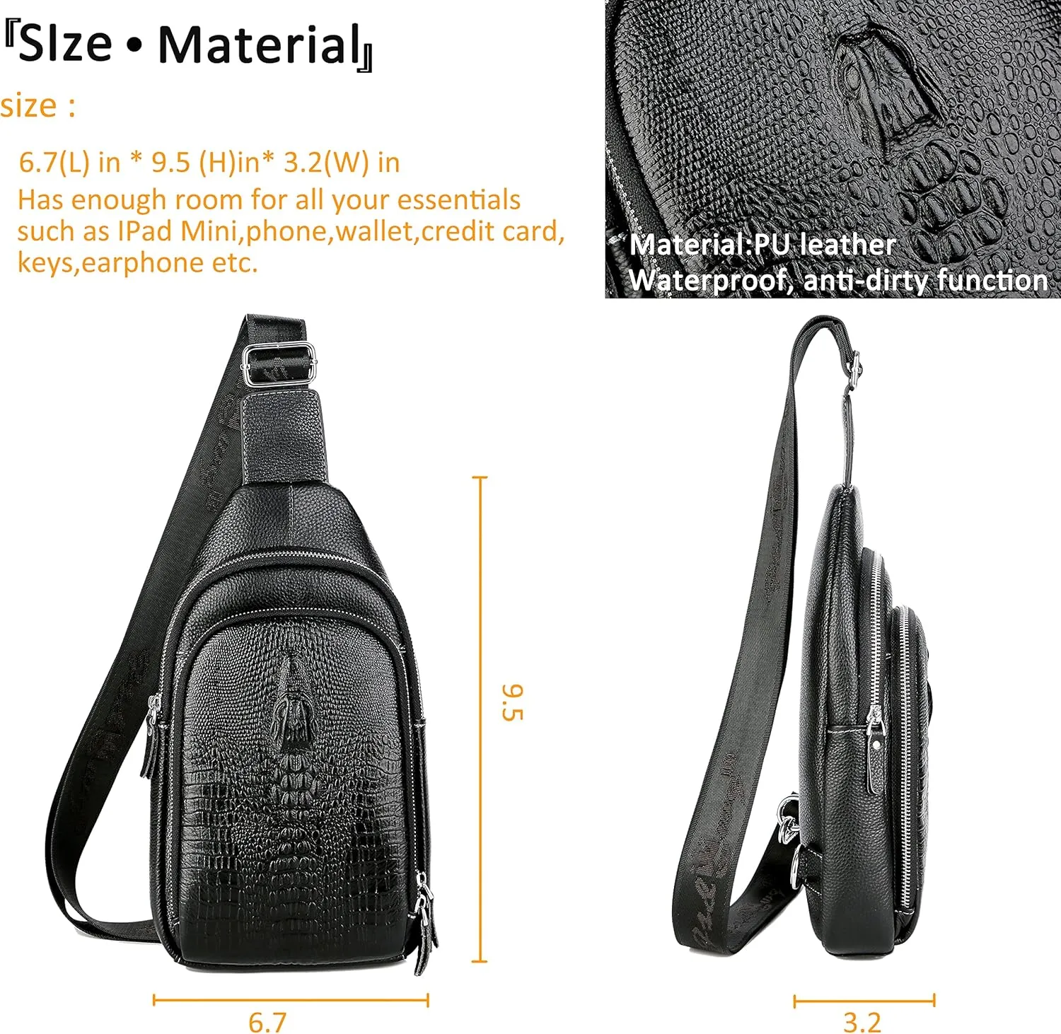 FSD.WG sling Backpack for Men Chest Bag Crossbody Hiking Daypacks Shoulder Bags Travel Bag Purse for Men with Water Resistant