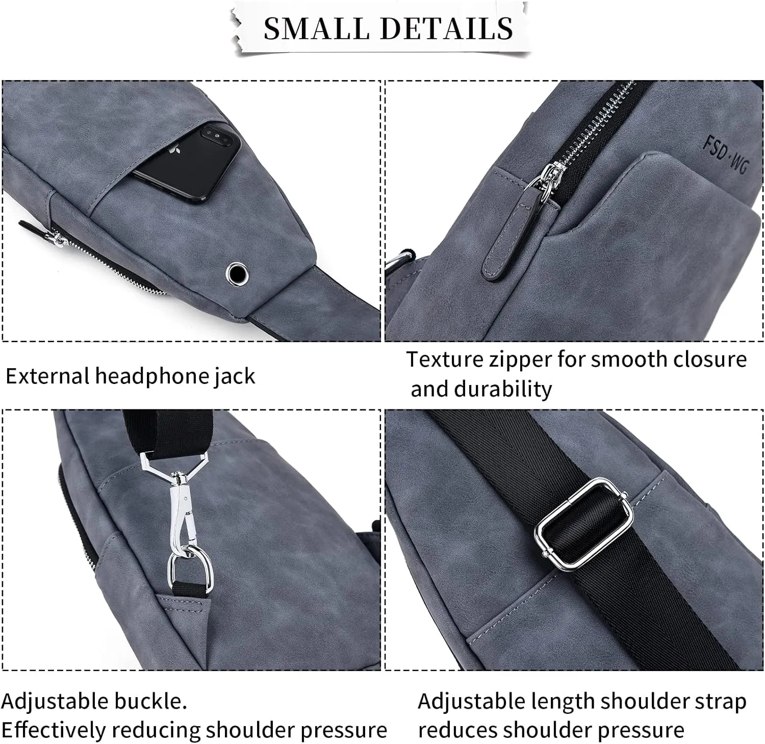 FSD.WG sling Backpack for Men Chest Bag Crossbody Shoulder Bags Travel Bag Purse for Men with Water Resistant