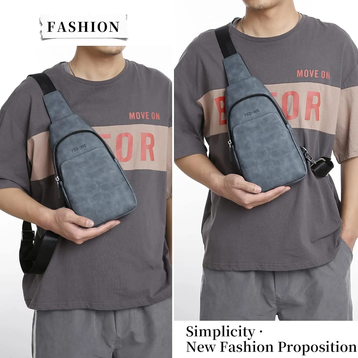 FSD.WG sling Backpack for Men Chest Bag Crossbody Shoulder Bags Travel Bag Purse for Men with Water Resistant