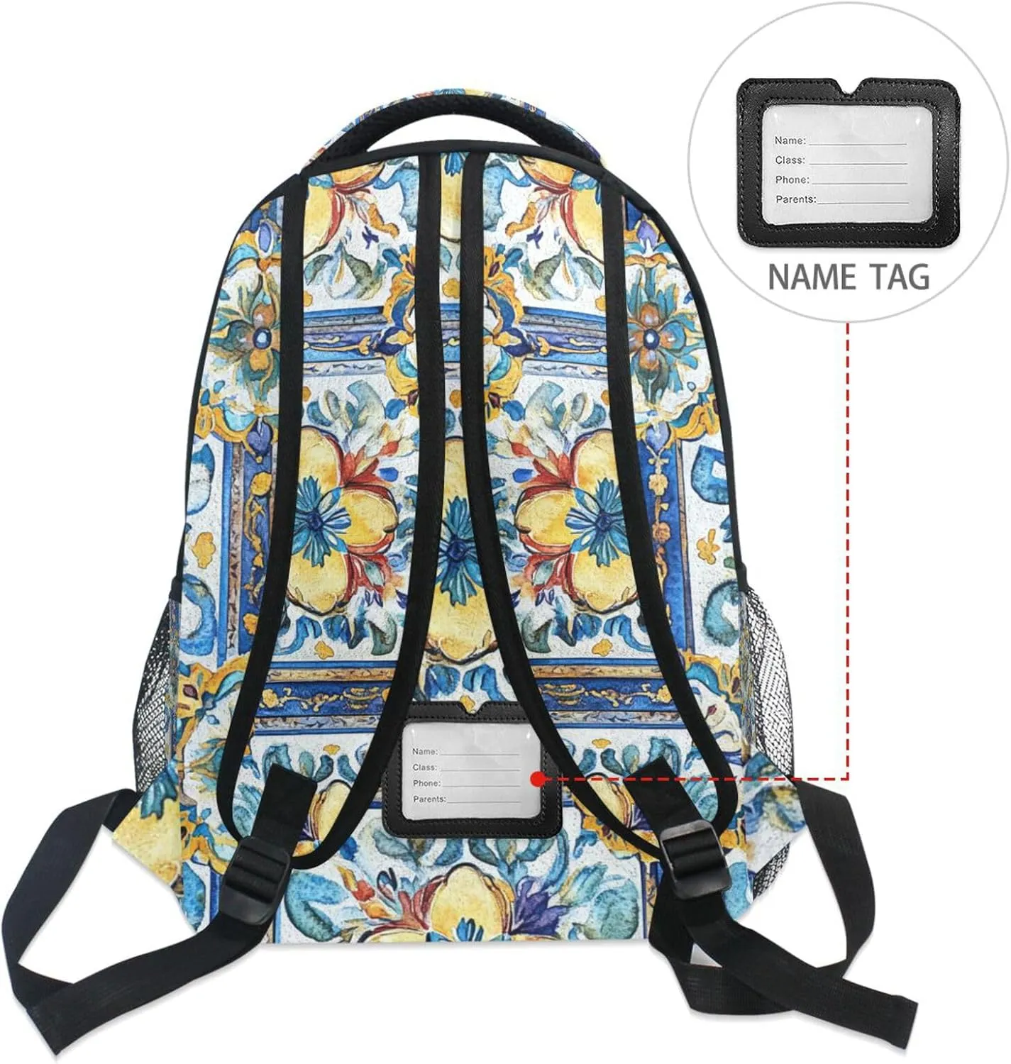 Fun Backpack for Men Women Waterproof Stylish Travel Bags with Chest Strap for Travel Trip Bohemian Boho Vintage Style Flower
