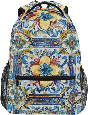 Fun Backpack for Men Women Waterproof Stylish Travel Bags with Chest Strap for Travel Trip Bohemian Boho Vintage Style Flower