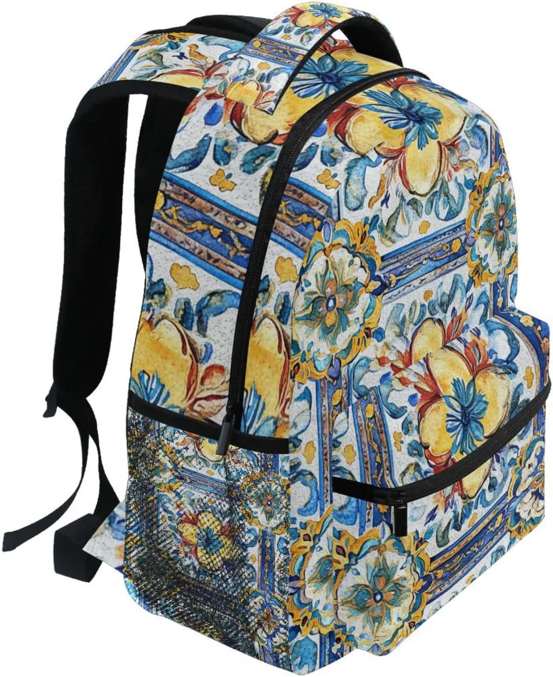 Fun Backpack for Men Women Waterproof Stylish Travel Bags with Chest Strap for Travel Trip Bohemian Boho Vintage Style Flower