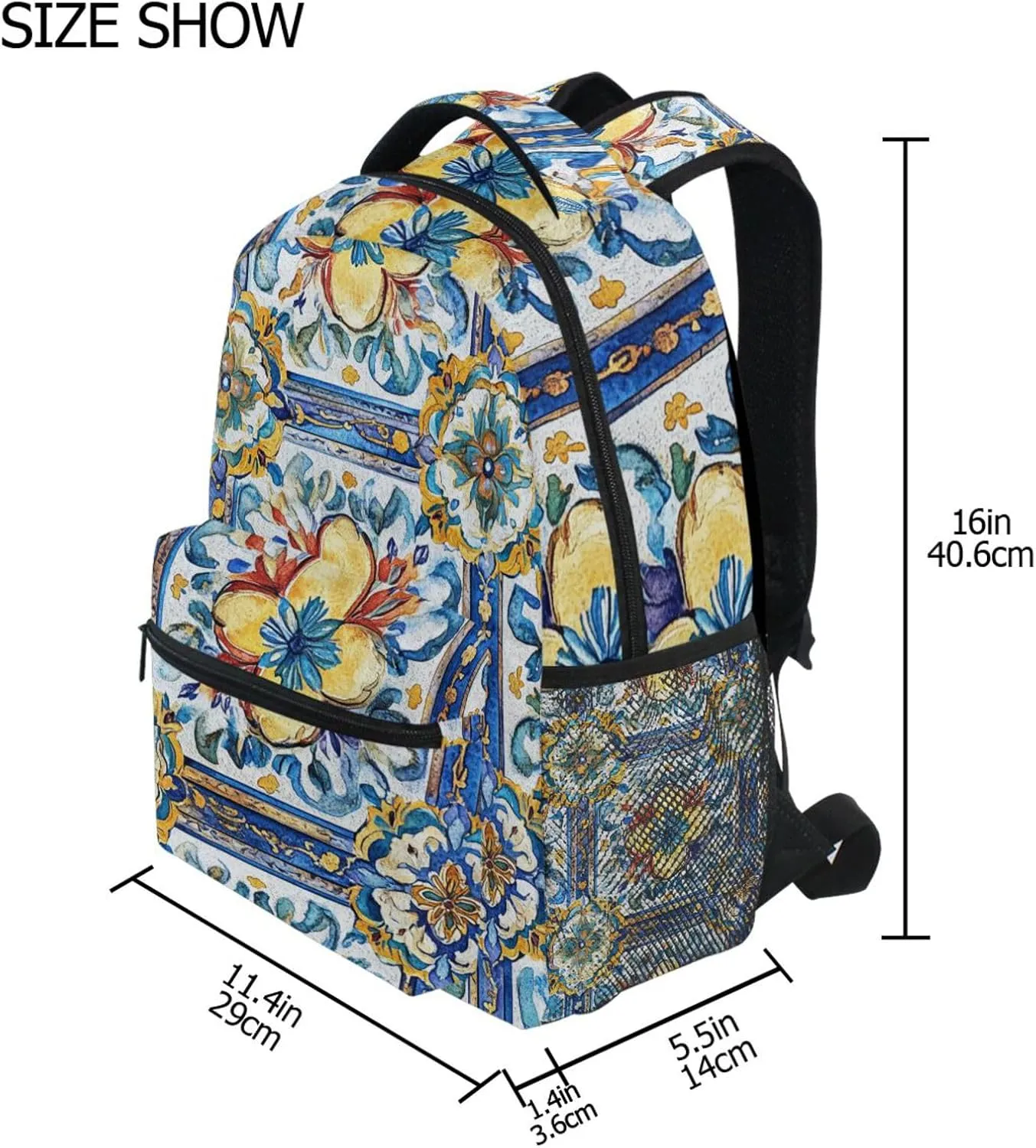Fun Backpack for Men Women Waterproof Stylish Travel Bags with Chest Strap for Travel Trip Bohemian Boho Vintage Style Flower